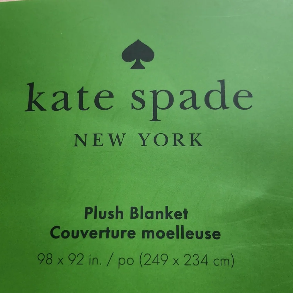 Kate Spade Brushstroke Hearts QUEEN Plush Blanket
